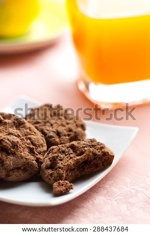Chocolate Cookies and Orange Juice