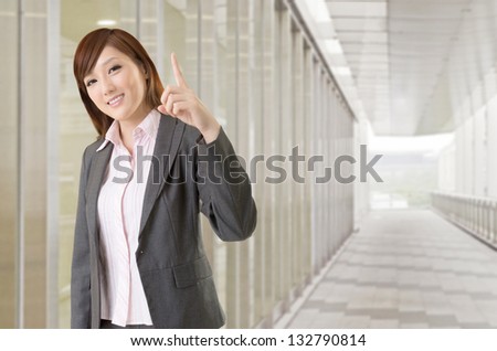 Young business woman think and get an idea, closeup portrait on white background.