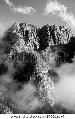 Dramatic mountain landscape, famous peak at Yushan National Park in Taiwan, Asia.