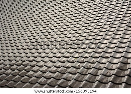 Texture of roof, texture of grey rooftop in temple.