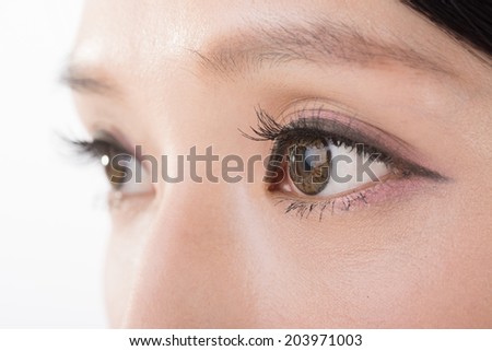 Asian woman eyes, closeup image.