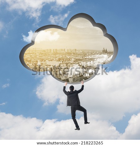 Climb to the cloud, concept of escape, cloud, technology etc.