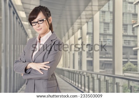 Asian business young woman look at you, closeup portrait isolated on white background.