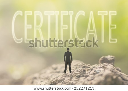 Concept of faith with a person stand in the outdoor and looking up the text over the sky in nature background.