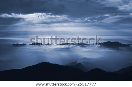 Nature mist mountain with clouds and light in Taiwan.