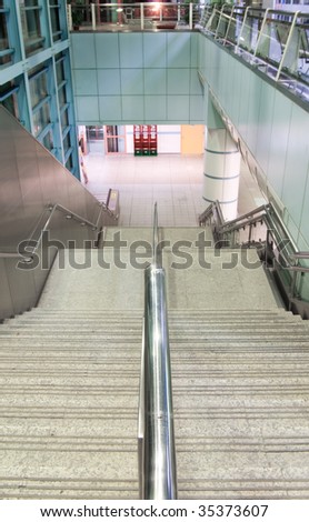 Here are stairs that man can go up or down.