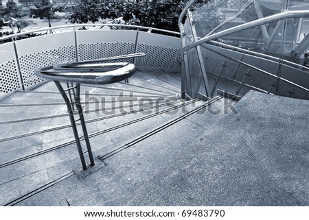 Outdoor stairs, modern architecture in public place.