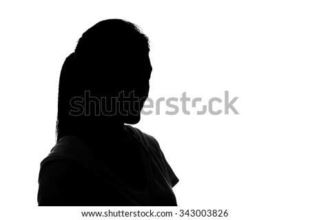 Silhouette woman portrait, concept of unknown, anonymous, unnamed etc.