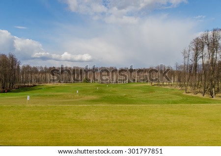 Spring golf field in the big golf club near Kiev
