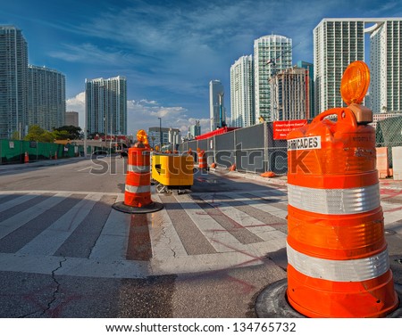 MIAMI FLORIDA, USA-APRIL 1; Massive ongoing construction projects on April 1st 2013 in downtown and Brickell areas among the increasing demand of luxury real estate
