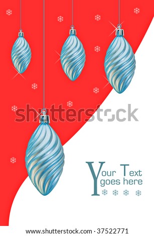 Christmas Holiday decorations with red and white background and copyspace for your text