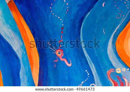 Abstract art textured background, closeup fragment from a colorful acrylic painting on wood