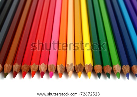 crayons coloured pencils isolated on white background