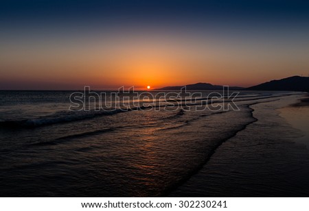Sunset over the ocean, Tarifa, Spain