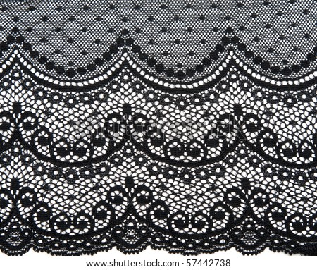 Decorative black lace on insulated white background