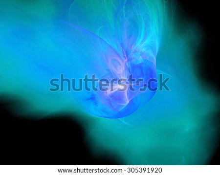 The birth of a new star. Fractal blue flash. Abstract texture. Fractal art background for creative design. Decoration for wallpaper desktop, poster, cover booklet.