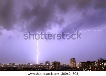 Thunderstorm over the town