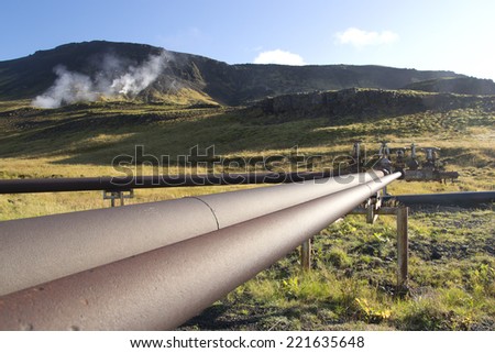 The pipe system supplying geothermal energy in Iceland