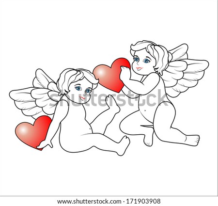 heart worms; love; love; love; vector; card; postcard; Amur; gift; souvenir; form; date; number; baby; wings; angel; children; Saint Valentine