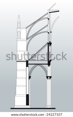 This vector picture represents a section of gothic architecture