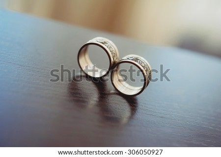 Beautiful wedding rings close up shot