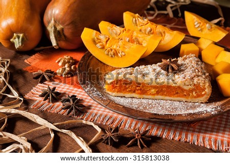 beautiful pumpkin pie and star anise