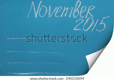 blank to do list for November 2015 chalk written on the blue page curl background
