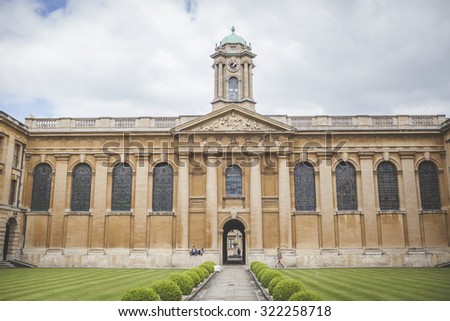 OXFORD, UK - MAY 26TH 2015: The University of Oxford is a collegiate research university located in Oxford, England. It is the oldest university in the English-speaking world.