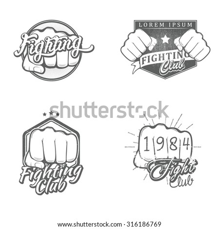 Set of fighting labels, badges, icons, logos and design templates. Vector illustration.