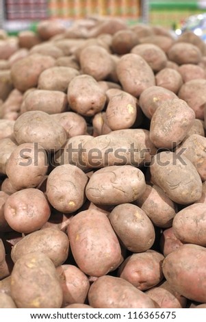 Red potato for sale in a big supermarket