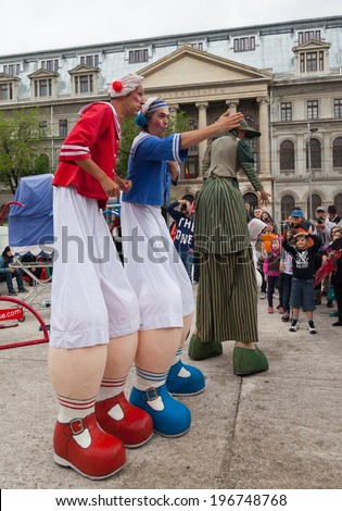 BUCHAREST, ROMANIA - MAY 31, 2014: Street Arts Fadunito company (Spain) presents \