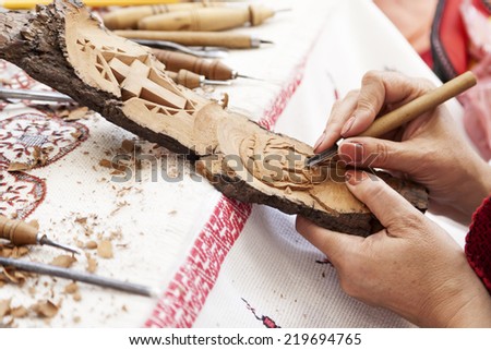 Workshop wood carvings
