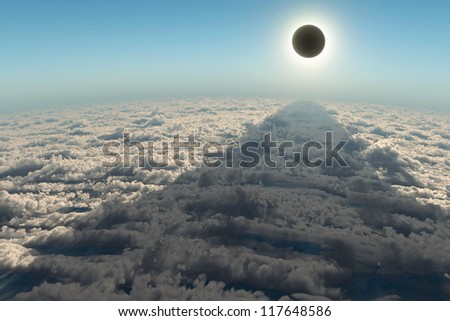 solar eclipse, aerial view