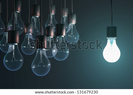 glowing bulb among the gray