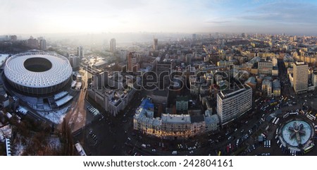Kiev, Ukraine, December 14, 2014. Aerial panorama of Kiev city