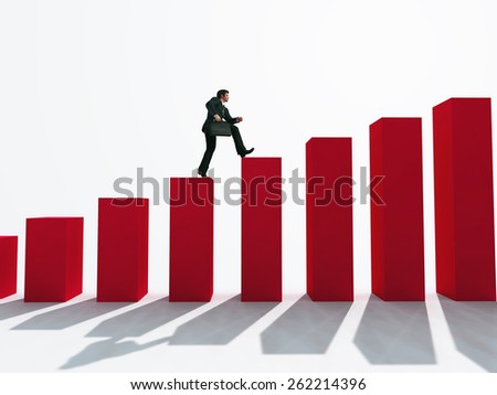 businessman running up the stairs