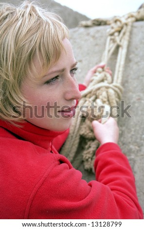 woman pull a rope