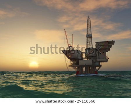 oil rig clip art. stock photo : Sea Oil Rig