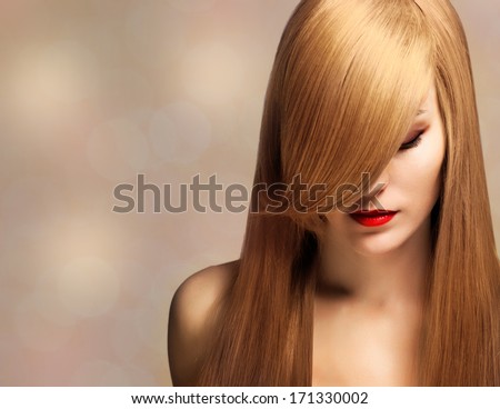 Closeup Portrait Of A Beautiful Young Woman With Elegant Long Shiny Hair