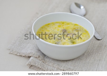 A small bowl of mushroom fresh soup.