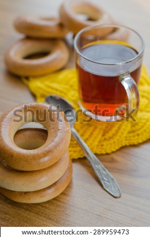 Bagels and tea: traditional Russian food.
