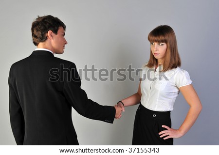man and women hand shake