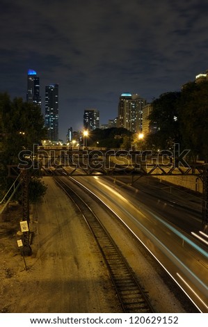 chicago rail yards at night