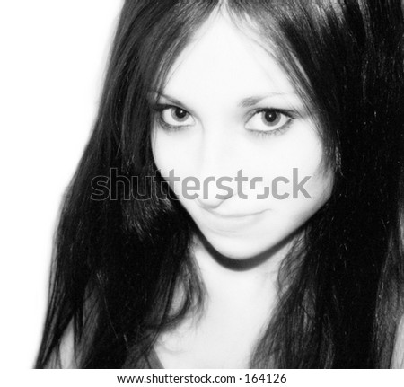 Black and white portrait of young gothic teen