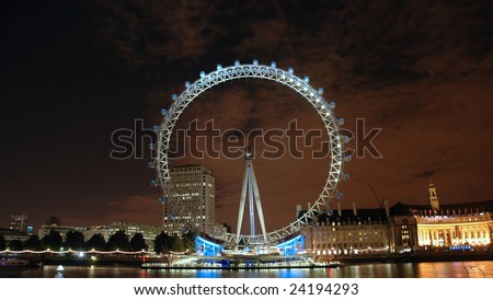 London Eye At Night With Fireworks. +from+london+eye+at+night