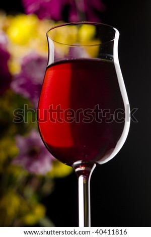 red wine on a background yellow