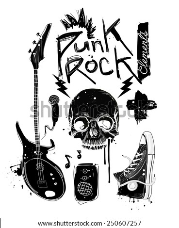 Punk Rock Elements Vector set Punk Rock Elements Vector set