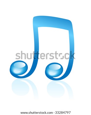 stock vector music note on blue background