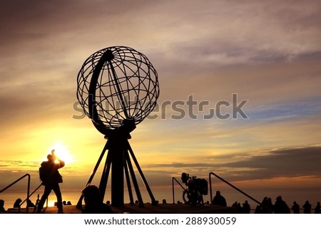 at North Cape, Norway, the sun never sets in summer