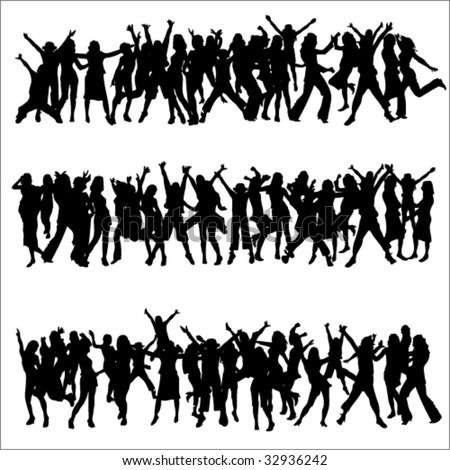 cheering crowd silhouette. Dance Crowd Silhouettes